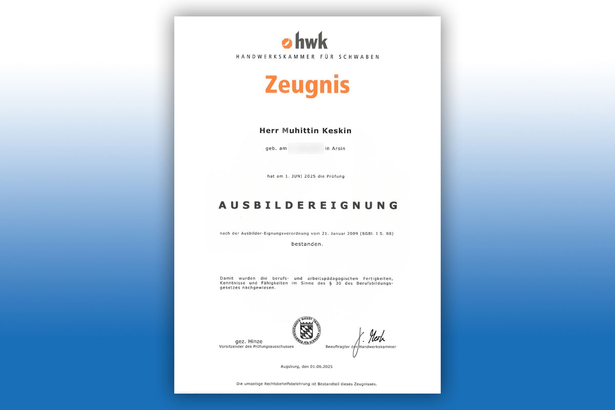 Erfolgreiche Ausbildereignung der hwk